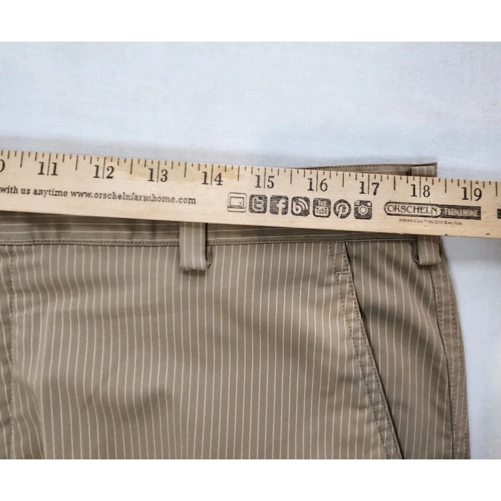 Nike‎ Fit Dri Chino Golf Shorts Mens Sz 36 Beige Stripe Stretch Casual Comfort